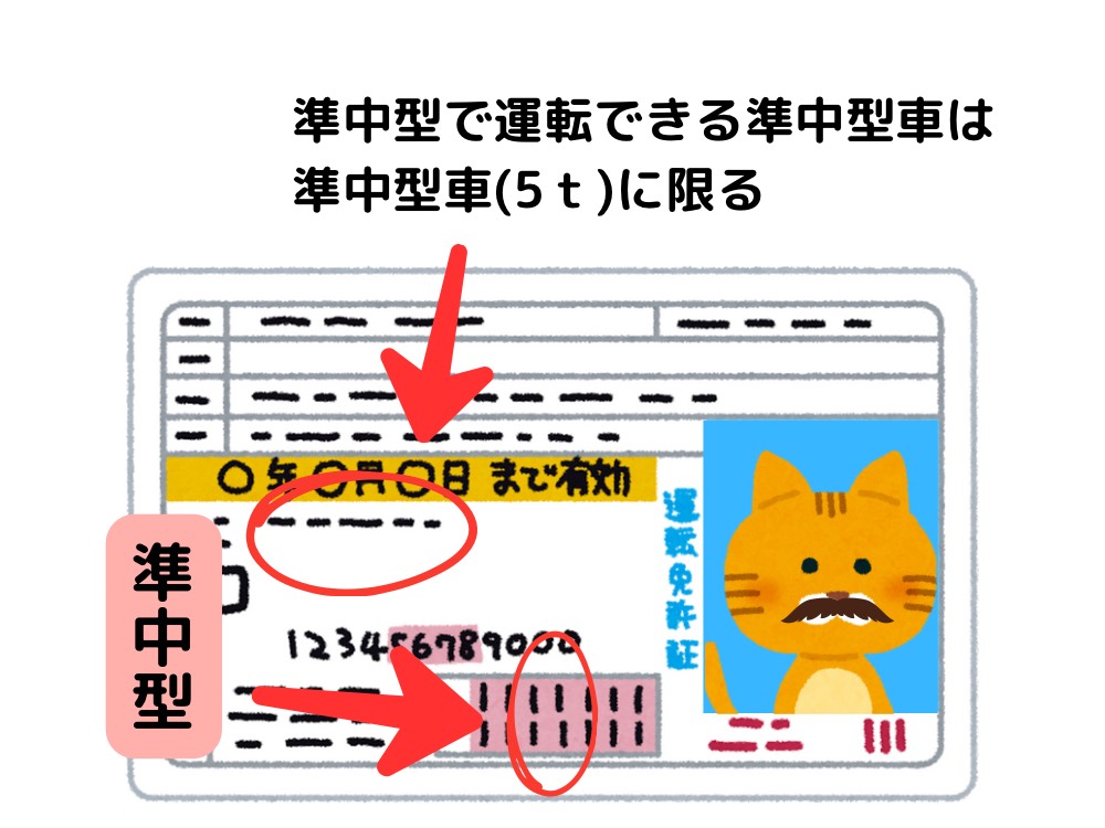 一部の２トントラックが運転できる免許証