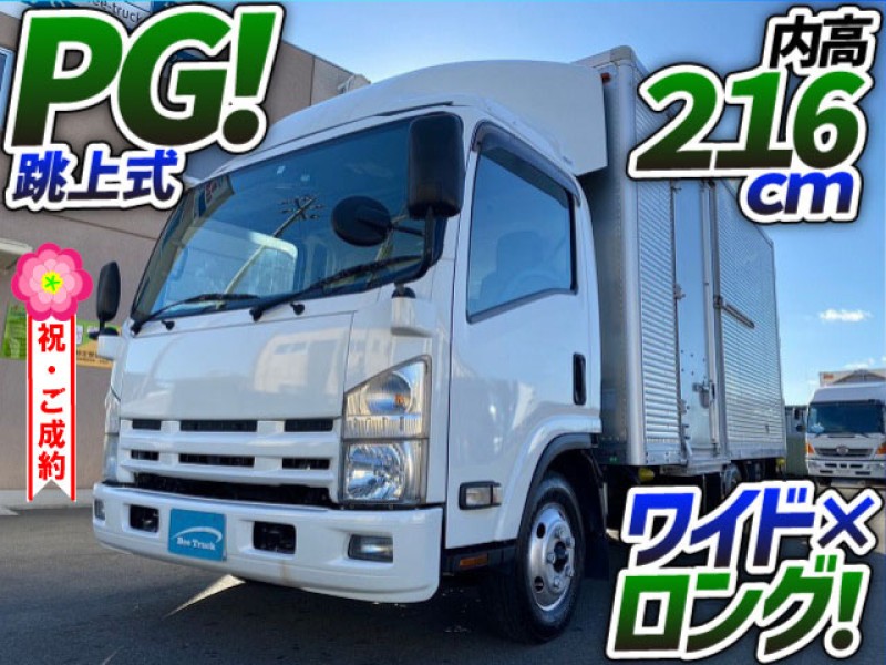 1122 H26 TKG-NPR85AN いすゞ エルフ アルミバン 跳ね上げパワーゲート ワイド ロング サイド扉 日本フルハーフ 2t 小型 ドライバン パネルバン