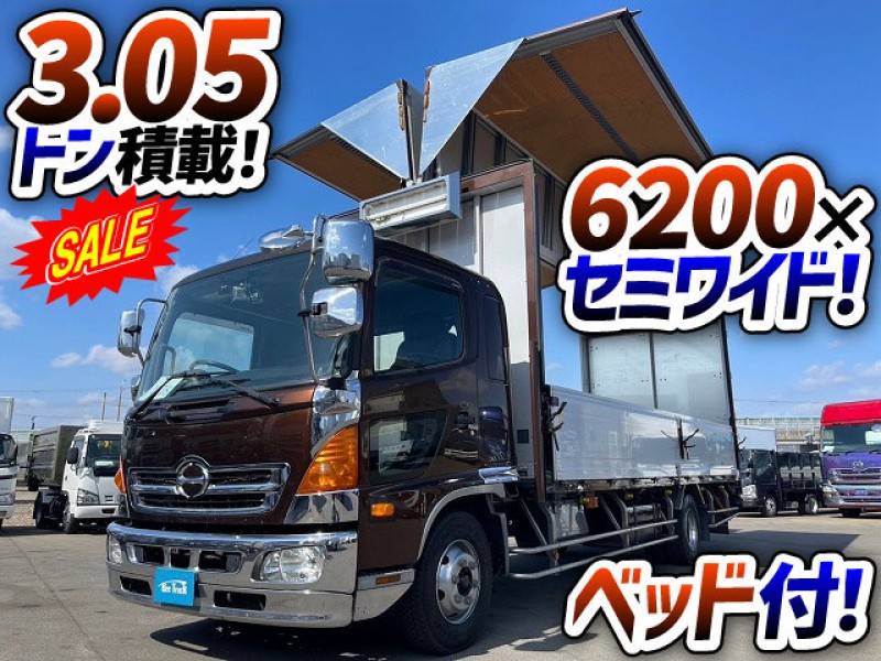 1678 TKG-FD9JLAA H28 日野 レンジャー アルミウイング フルキャブ/ベッド付き 6200 セミワイド 6速MT車 トランテックス 4t 8t 中型 バン 箱車