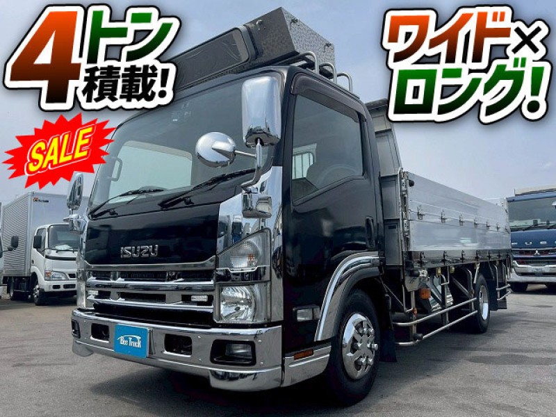 1753 SKG-NPR85YN H25 いすゞ エルフ アルミブロック ワイド ロング ヤハタ製 造りボディ 2段階アオリ 4トン積載 3t 4t 8t 小型 平ボディ
