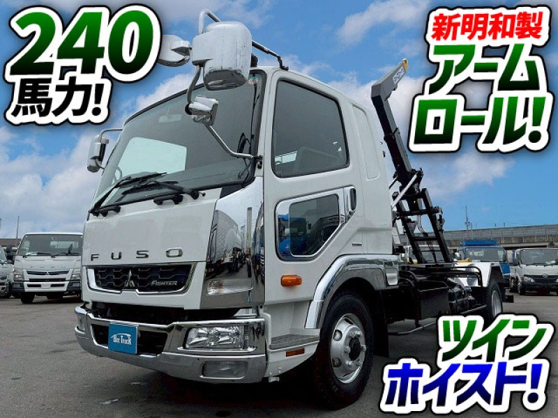 1784 2KG-FK61F R1 令和元年 三菱ふそう ファイター アームロール 脱着装置付コンテナ専用車 フルキャブ/ベッド付き ツインホイスト 2シリンダー 240馬力 6速MT 4t 8t 中型 特装車 産廃