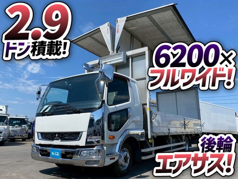 1802 2KG-FK64F H30 三菱ふそう ファイター アルミウイング フルキャブ/ベッド付き 6200 フルワイド 後輪エアサス パブコ 220馬力 4t 8t 中型 バン 箱車