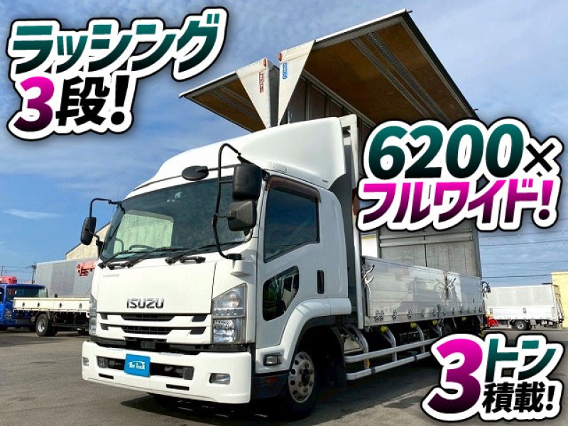 1804 TKG-FRR90S2 H29 いすゞ フォワード アルミウイング 6200 フルワイド フルキャブ/ベッド付き 3トン積載 ラッシング3段 アルミホイール 6速MT 4t 8t 中型 バン 箱車