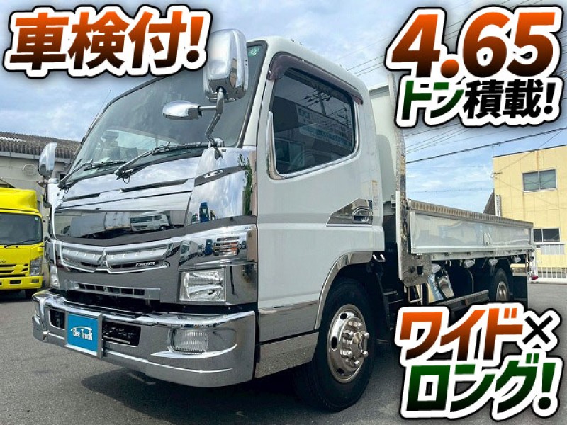 1818 TKG-FEB90 車検付 H28 三菱ふそう キャンター　平ボディ ワイド ロング 4.65トン積載 175馬力ターボ 5速MT 3t 4t 8t 小型 キャブオーバー