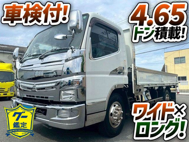 1818 TKG-FEB90 車検付 H28 三菱ふそう キャンター　平ボディ ワイド ロング 4.65トン積載 175馬力ターボ 5速MT 3t 4t 8t 小型 キャブオーバー