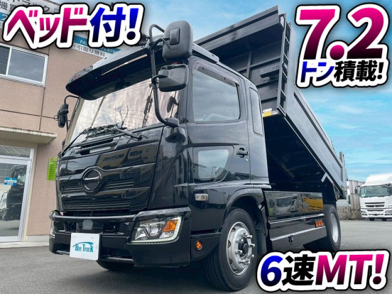 1825 2KG-FE2ABA ナンバー付き 日野 増トンレンジャー ダンプ フルキャブ/ベッド付き 新明和工業 額縁アオリ 電動コボレーン 6速MT 7t 8t 13.5t 中型 大型 土砂ダンプ