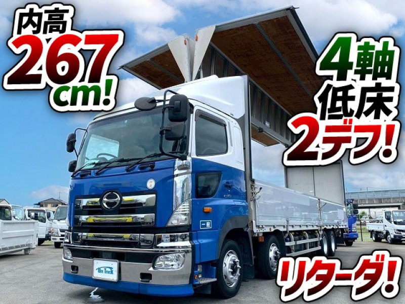 1835 QPG-FW1EXEG H28 日野 プロフィア アルミウイング 8×4 4軸低床2デフ 後輪エアサス 背高 永久磁石式リターダ プロシフト E13C 380馬力 10t 25t 大型 バン 箱車