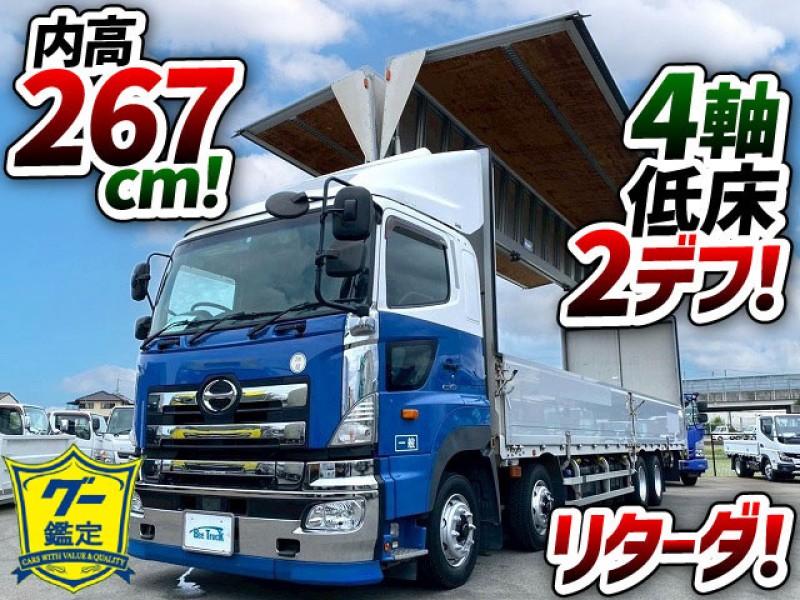 1835 QPG-FW1EXEG H28 日野 プロフィア アルミウイング 8×4 4軸低床2デフ 後輪エアサス 背高 永久磁石式リターダ プロシフト E13C 380馬力 10t 25t 大型 バン 箱車
