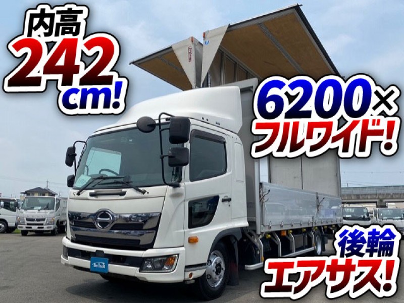 1850 2PG-FD2ABG H30 日野 レンジャー アルミウイング フルキャブ ベッド付き 6200 フルワイド 後輪エアサス 日本フルハーフ ラッシング 6速MT 4t 8t 中型 バン 箱車