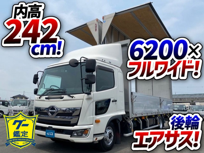 1850 2PG-FD2ABG H30 日野 レンジャー アルミウイング フルキャブ ベッド付き 6200 フルワイド 後輪エアサス 日本フルハーフ ラッシング 6速MT 4t 8t 中型 バン 箱車