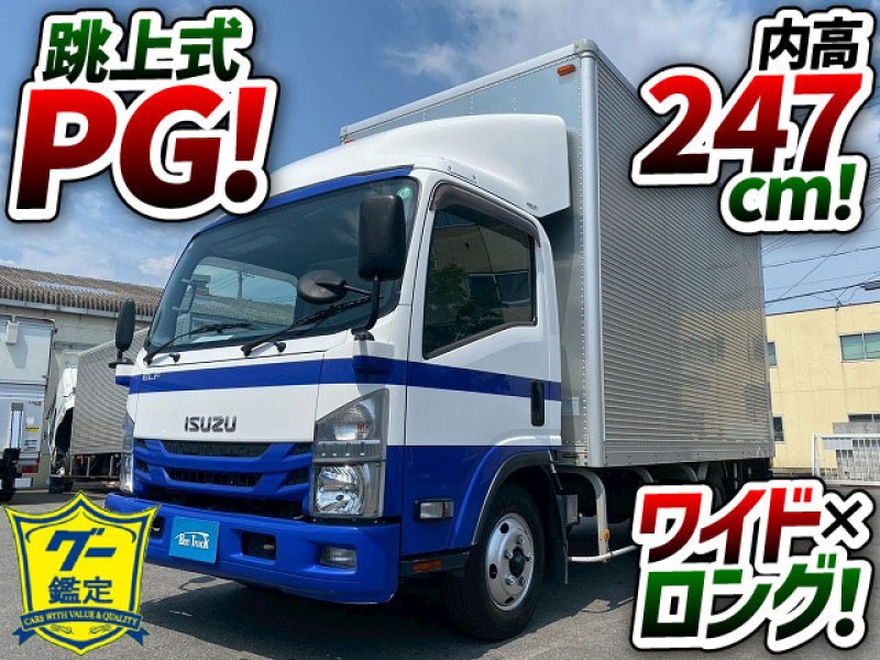 1863 TRG-NPR85AN H28 いすゞ エルフ アルミバン 跳ね上げ式パワーゲート ワイド ロング 背高 日本フルハーフ ラッシング3段 6速MT 2t 6t 小型 ドライバン 箱車