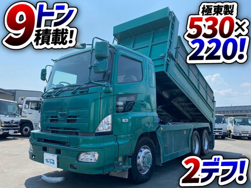 1891 H29 日野 プロフィア ダンプ 6×4 3軸2デフ 極東開発工業 530 220 額縁アオリ 電動コボレーン E13C 380馬力 7速MT 9t 10t 20t 大型 土砂ダンプ 土砂禁ダンプ