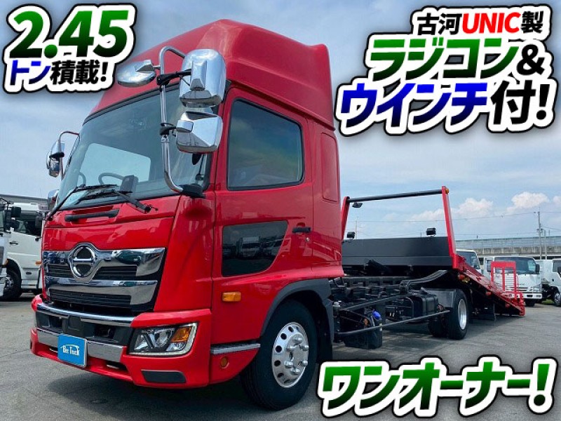 1896 2PG-FD2ABA R4 日野 レンジャー セーフティローダー セルフ キャリアカー ワンオーナー ハイルーフ フルキャブ ベッド付き 古河ユニック UNIC ラジコン ウインチ プロシフト 4t 8t 中型 積載車 車両運搬車 車載車 レッカー