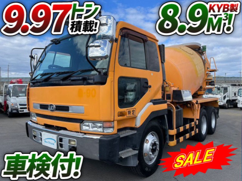 車検付 H12 UDトラックス 日産ディーゼル ビッグサム コンクリートミキサー車 カヤバ工業 8.9立米 電動ホッパー V8エンジン 10t 大型